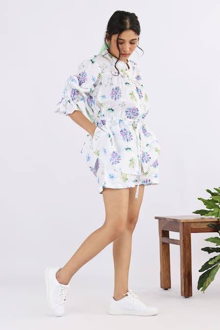 Studio Moda India Floral Print Drawstring Shirt 