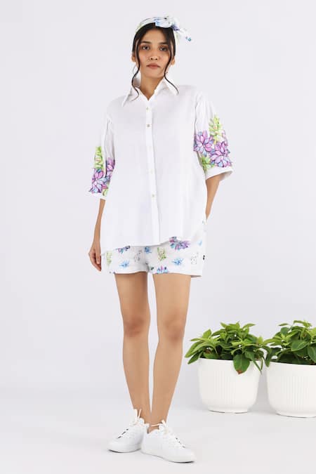 Studio Moda India Succulent Applique Work Flared Shirt 