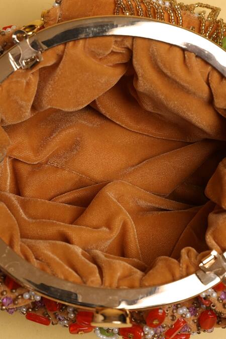 Buy Modarta Multi Color Embroidery, Beads Kundan And Stone Tasseled Bag Buy_Modarta_Multi Color Embroidery, Beads Kundan And Stone Tasseled Bag