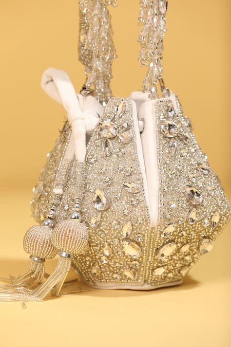 Shop_Modarta_Silver Beads, Pearls And Work Potli Bag_Online_at_Aza_Fashions