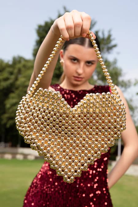 Buy Modarta Gold Beads Heart Shaped Pearl Handbag Online at Aza Fashions Buy_Modarta_Gold Beads Heart Shaped Pearl Handbag _Online_at_Aza_Fashions
