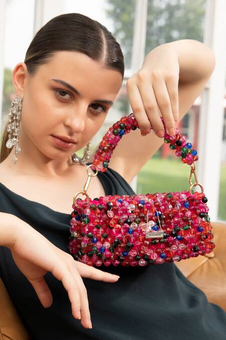 Modarta_Red Crystals Embellished Handbag _Online_at_Aza_Fashions
