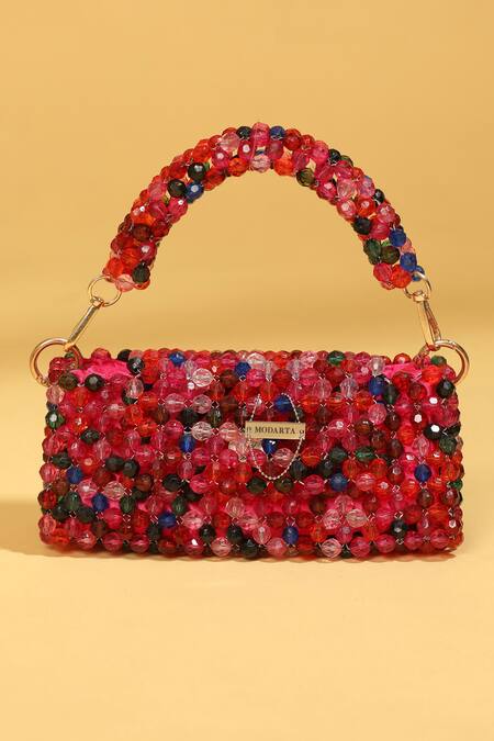 Shop_Modarta_Red Crystals Embellished Handbag _Online_at_Aza_Fashions