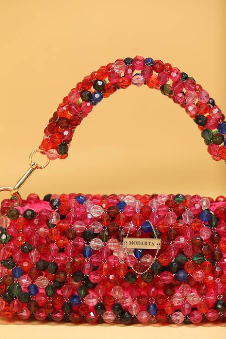 Modarta_Red Crystals Embellished Handbag _at_Aza_Fashions