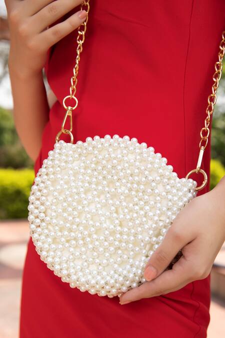 Modarta White Pearls Embroidered Bag Online at Aza Fashions Modarta_White Pearls Embroidered Bag _Online_at_Aza_Fashions