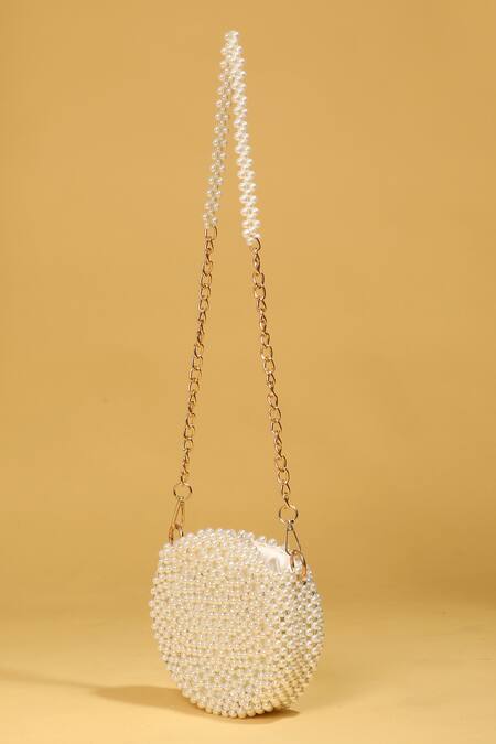 Modarta White Pearls Embroidered Bag at Aza Fashions Modarta_White Pearls Embroidered Bag _at_Aza_Fashions