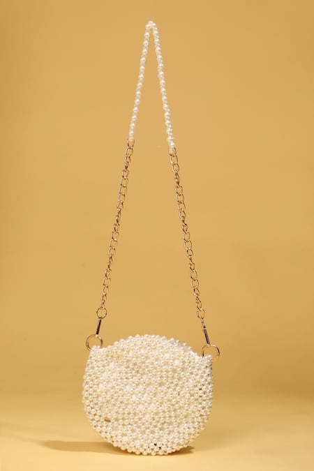 Shop Modarta White Pearls Embroidered Bag at Aza Fashions Shop_Modarta_White Pearls Embroidered Bag _at_Aza_Fashions
