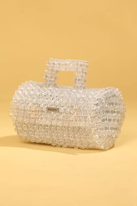 Modarta Silver Crystals Embellished Clutch Bag at Aza Fashions Modarta_Silver Crystals Embellished Clutch Bag _at_Aza_Fashions