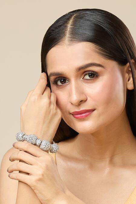 Nazaakat By Samara Singh Silver Plated Imitation Diamonds Lab Embellished Bracelet at Aza Fashions Nazaakat By Samara Singh_Silver Plated Imitation Diamonds Lab Embellished Bracelet _at_Aza_Fashions