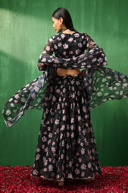 Pomcha Jaipur Lotus Pattern Lehenga Set 