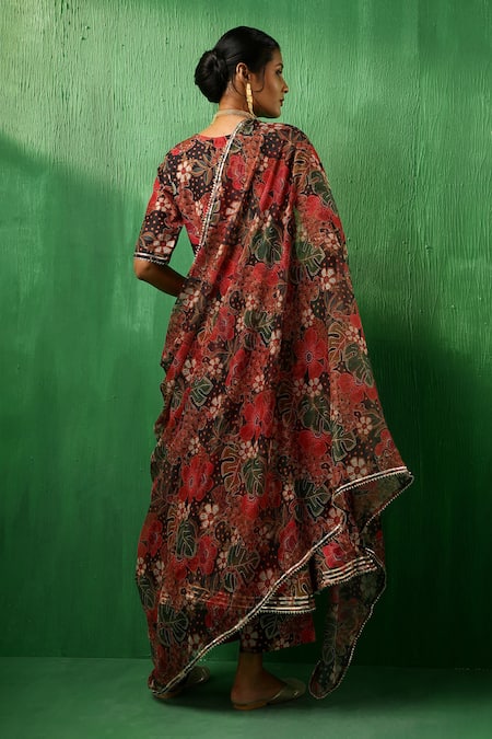 Pomcha Jaipur Tropical Print Anarkali Set 