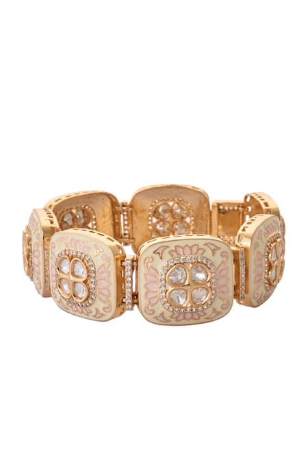 Nazaakat By Samara Singh Floral Meenakari Work Bracelet 