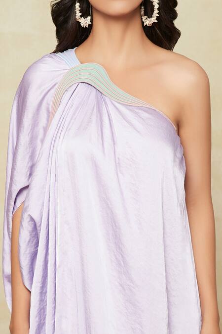 Buy Amit Aggarwal Purple Satin Embroidery One Shoulder Cord Kaftan Online at Aza Fashions Buy_Amit Aggarwal_Purple Satin Embroidery One Shoulder Cord Kaftan _Online_at_Aza_Fashions
