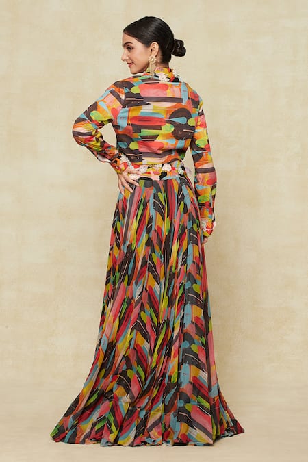 Anamika Khanna Abstract Print Lehenga & Shirt Set 