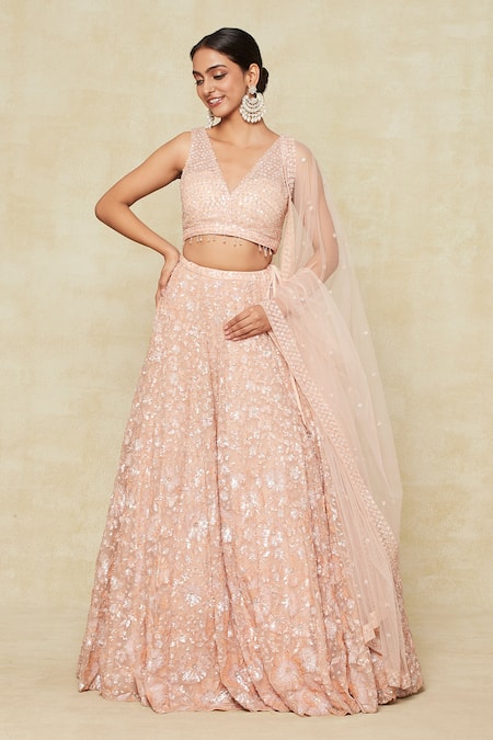 Seema Gujral Floral Embroidered Lehenga Set 