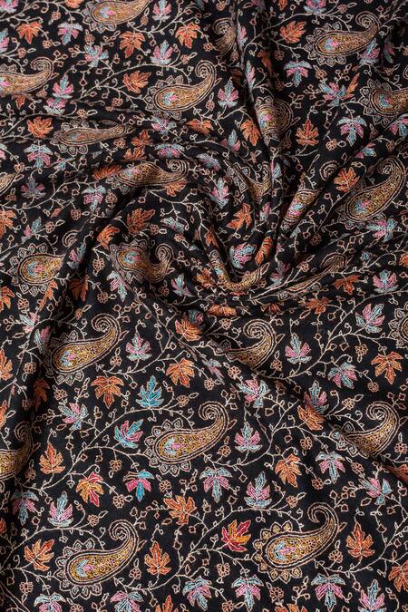 Shop Pashme Ladakh Black Embroidered Chinar Jamawar Pashmina Shawl Online at Aza Fashions Shop_Pashme Ladakh_Black Embroidered Chinar Jamawar Pashmina Shawl _Online_at_Aza_Fashions