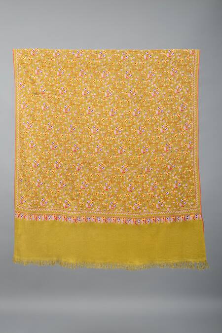 Pashme Ladakh Green Embroidered Floral Branch Pashmina Shawl Online at Aza Fashions Pashme Ladakh_Green Embroidered Floral Branch Pashmina Shawl _Online_at_Aza_Fashions