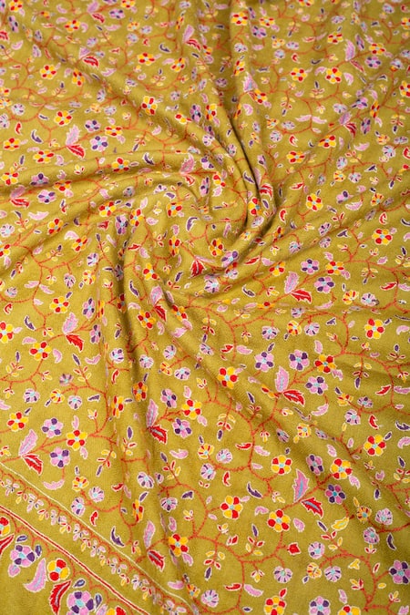 Buy Pashme Ladakh Green Embroidered Floral Branch Pashmina Shawl Online at Aza Fashions Buy_Pashme Ladakh_Green Embroidered Floral Branch Pashmina Shawl _Online_at_Aza_Fashions