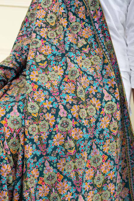Shop Pashme Ladakh Blue Embroidered Floral Kani Pashmina Shawl Online at Aza Fashions Shop_Pashme Ladakh_Blue Embroidered Floral Kani Pashmina Shawl _Online_at_Aza_Fashions
