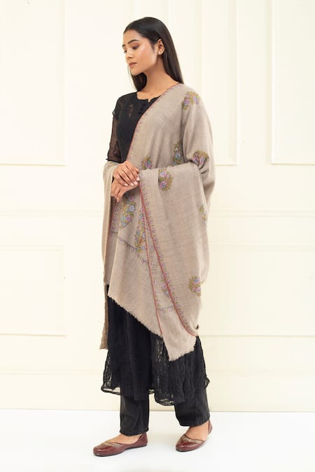 Pashme Ladakh Daisy Embroidered Pashmina Shawl 