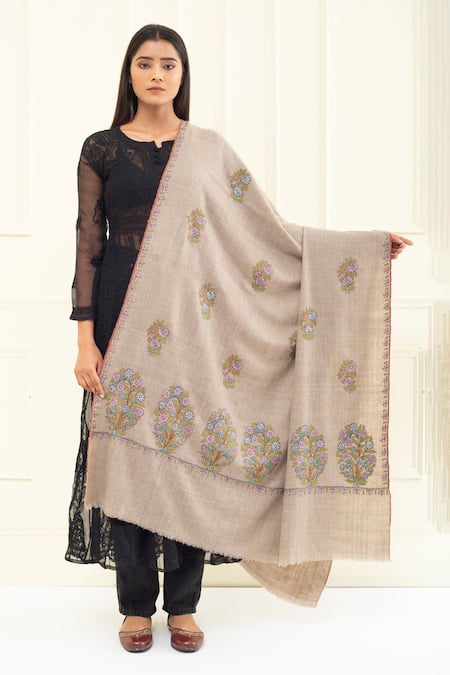 Pashme Ladakh Daisy Embroidered Pashmina Shawl 