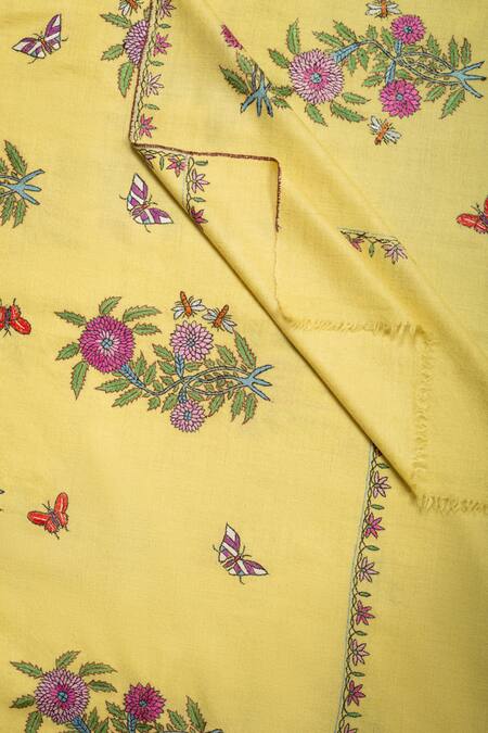 Buy Pashme Ladakh Green Embroidered Dahlia Scatter Pashmina Shawl Online at Aza Fashions Buy_Pashme Ladakh_Green Embroidered Dahlia Scatter Pashmina Shawl _Online_at_Aza_Fashions