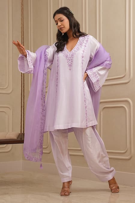 HOUSE OF KÀRMÀH Mystic Sequin Embroidered Short Kurta & Salwar Set 