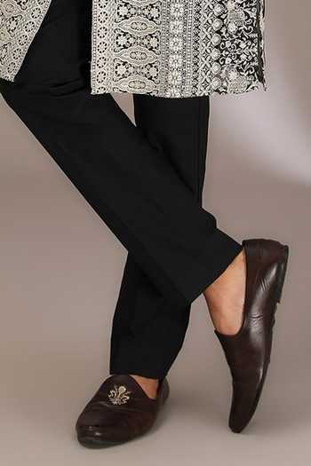 Rabani & Rakha Black Georgette, Cotton Satin, Cotton, Silk Embroidery Thread Kurta With Pant Online at Aza Fashions Rabani & Rakha_Black Georgette, Cotton Satin, Cotton, Silk Embroidery Thread Kurta With Pant _Online_at_Aza_Fashions