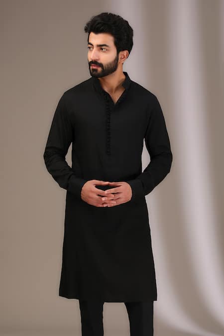 Buy_Rabani & Rakha_Black Georgette Sequins, Embroidery Thread Bundi _Online_at_Aza_Fashions