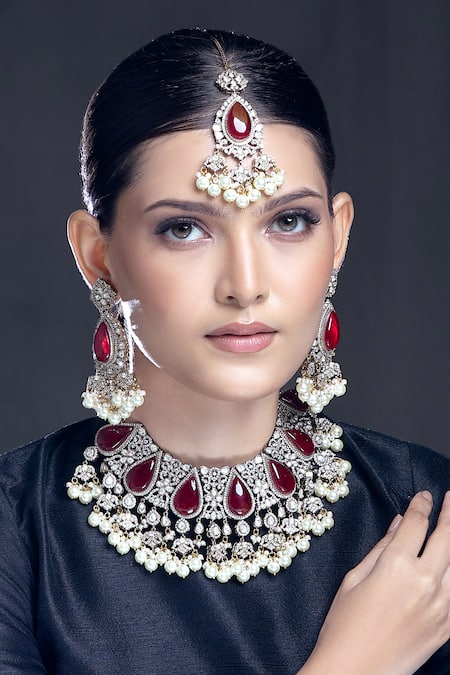 Moh-Maya by Disha Khatri Zirconia Studded Necklace Set 