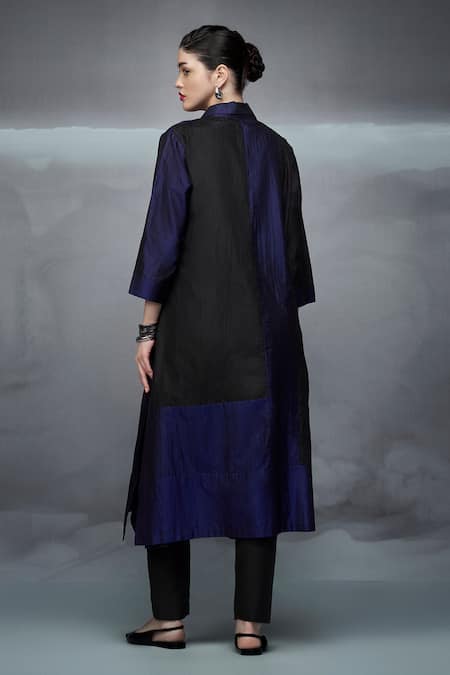 Nachiket Barve Color Block Collared Kurta 