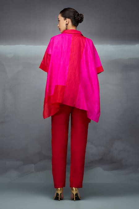 Nachiket Barve Color Blocked Poncho Shirt Pant Set