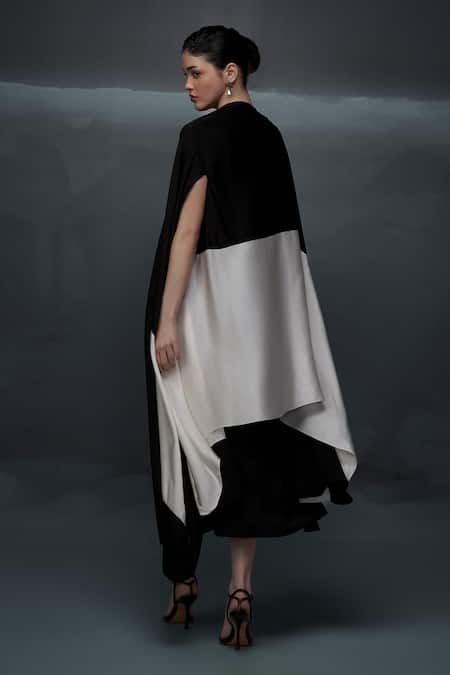 Nachiket Barve Solid Midi Dress With Color Blocked Jacket 