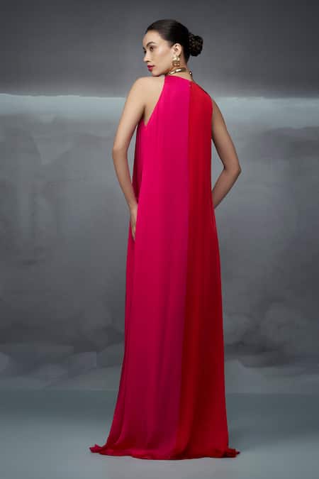 Nachiket Barve Color Blocked Pleated Gown