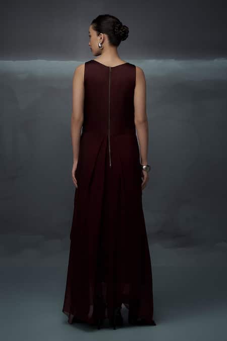 Nachiket Barve Solid Asymmetric Hem Gown 