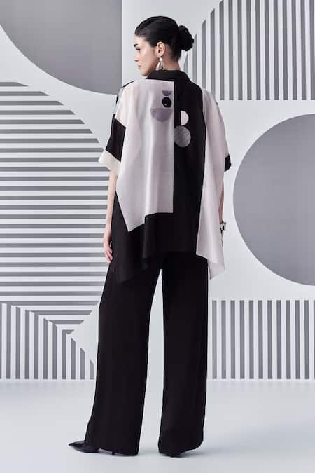 Nachiket Barve Colorblock Poncho Shirt & Pant Set 