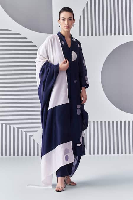 Nachiket Barve Felt Applique Embroidered Kalidar Kurta Pant Set 