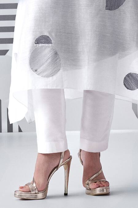 Buy_Nachiket Barve_Black Chanderi, Silk Embroidery Mandarin Ombre Trapezium Kurta And Pant Set _Online_at_Aza_Fashions