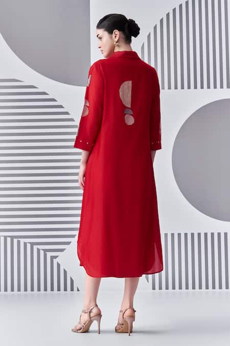 Nachiket Barve Thread Embroidered Shirt Dress 