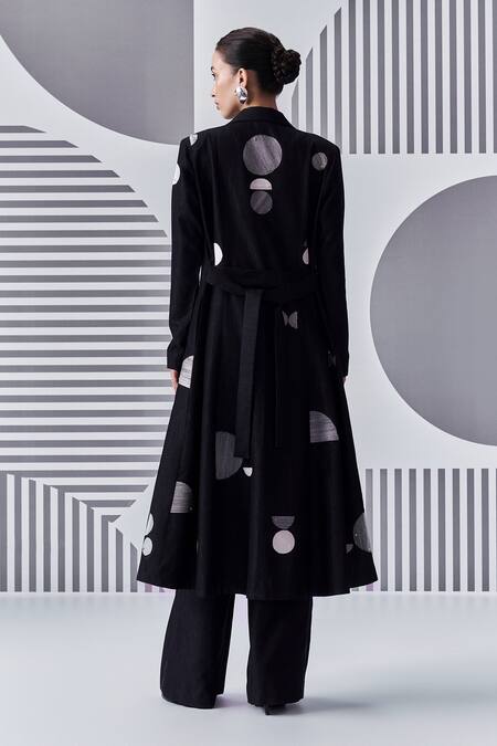 Shop Nachiket Barve Black Denim Embroidery Collared, Scoop Neck Jacket Trouser Set at Aza Fashions Shop_Nachiket Barve_Black Denim Embroidery Collared, Scoop Neck Jacket Trouser Set _at_Aza_Fashions