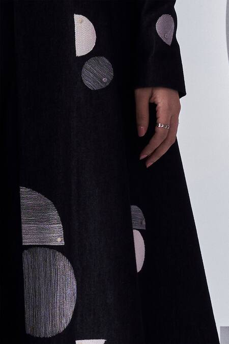 Nachiket Barve Black Denim Embroidery Collared, Scoop Neck Jacket Trouser Set Online at Aza Fashions Nachiket Barve_Black Denim Embroidery Collared, Scoop Neck Jacket Trouser Set _Online_at_Aza_Fashions