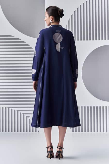 Nachiket Barve Chanderi Silk Panelled Embroidered Dress 