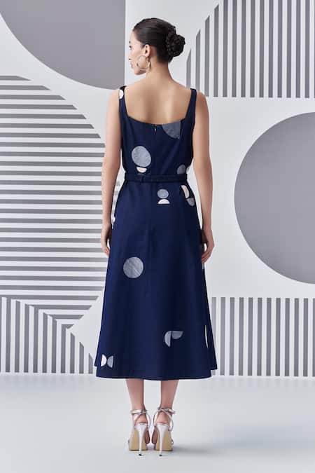 Nachiket Barve Denim Thread Embroidered Dress 