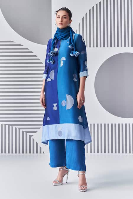 Nachiket Barve Colorblock Embroidered Kurta Palazzo Set 