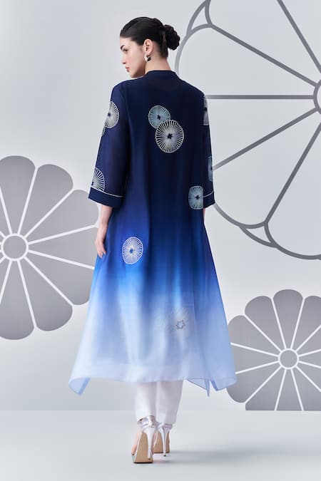 Nachiket Barve Ombre Floral Embroidered Kurta 