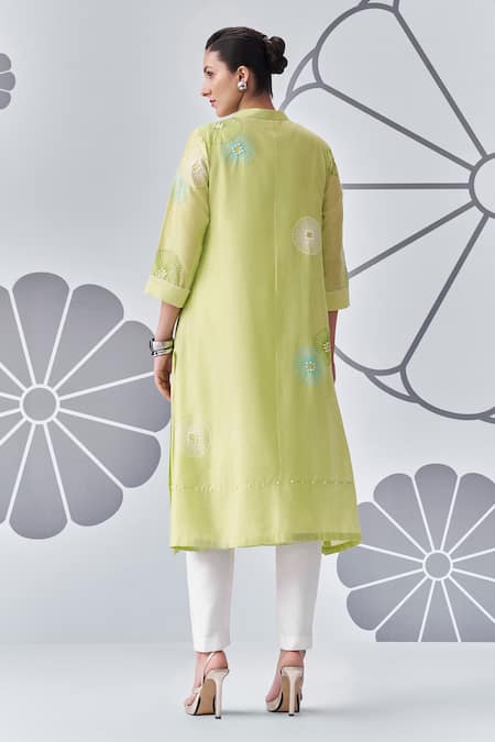 Nachiket Barve Floral Bloom Embroidered Tunic Pant Set 