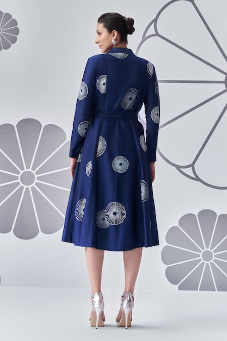 Nachiket Barve Floral Embroidered Jacket With Dress 