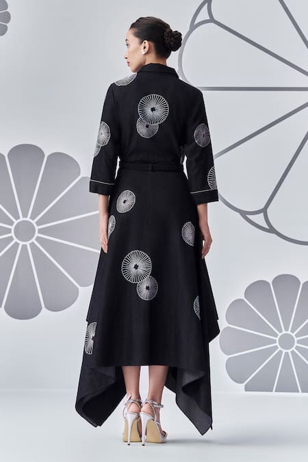 Nachiket Barve Floral Embroidered Asymmetric Dress 