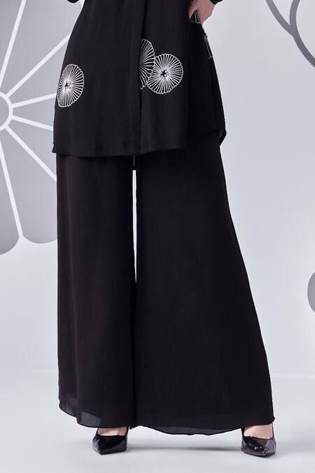 Buy Nachiket Barve Black Georgette Embroidery Collared Flower Shirt With Pant Online at Aza Fashions Buy_Nachiket Barve_Black Georgette Embroidery Collared Flower Shirt With Pant _Online_at_Aza_Fashions