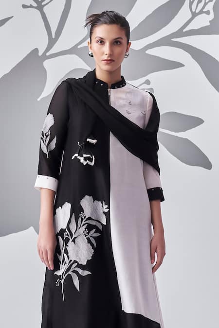 Nachiket Barve Monochrome Embroidered Kurta Pant Set 